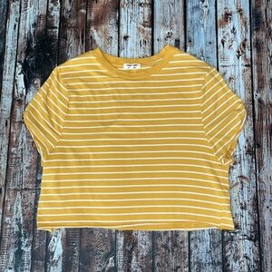 Hearts & Hips Mustard Cropped Striped Tee